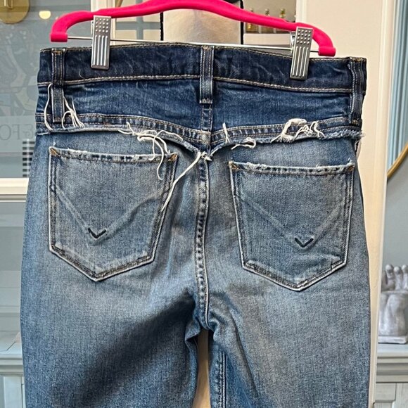 Hudson Los Angeles Distressed Two Tone Flare Jeans 23 - Picture 9 of 9